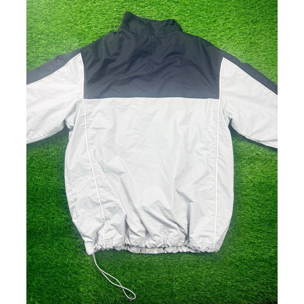 Vintage Nike Windbreaker Track Jacket Men’s L Gray Black Full Zip 90s Y2K Logo